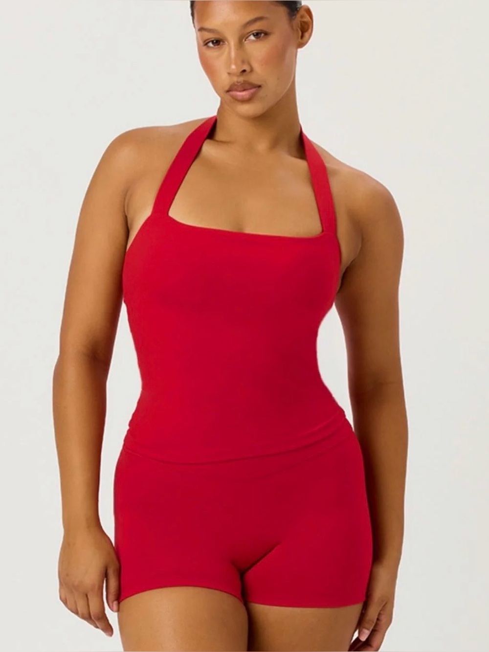 Crop Shop Boutique Red Halter Tank Romper Top